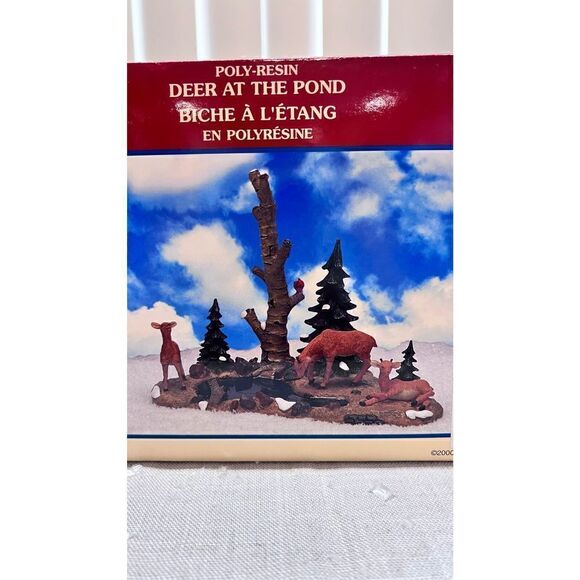 Lemax 2000 Village Landscape Poly-Resin Deer At The Pond Christmas Village - Picture 2 of 11
